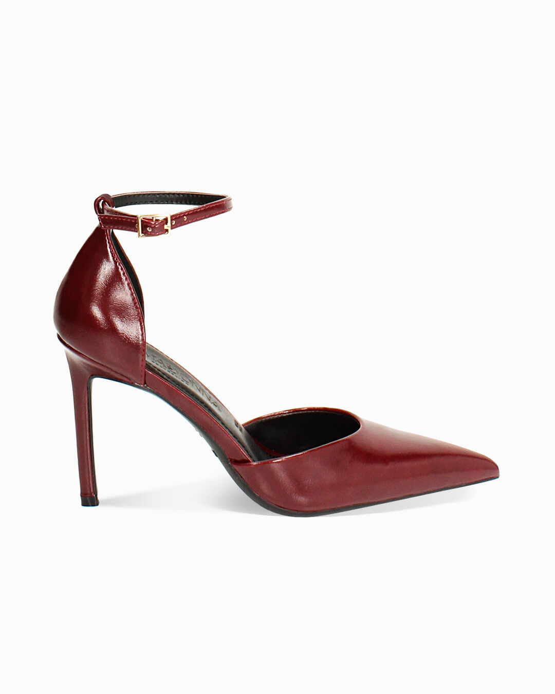 Décolleté open shank bordeaux con tacco di 9,5 cm