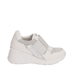 Slip-on bianco/argento, zeppa 5,5 cm , 192807206EPBIAR035, 001a