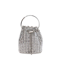 Mini sac femme argenté en laminé avec pierres, Primadonna, 255126255LPARGEUNI, 001a