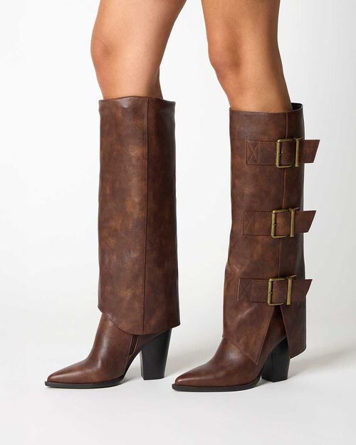 Stivali texani con fibbie testa di moro, DK BROWN