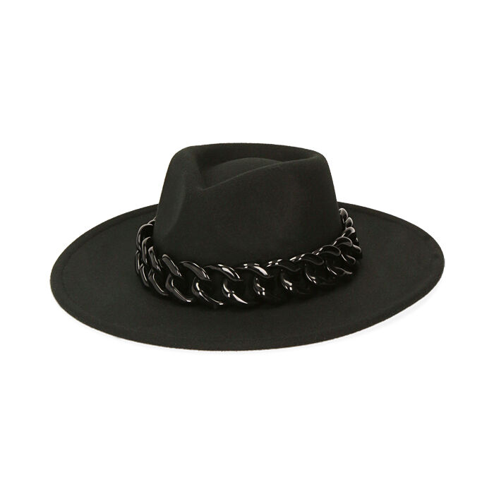 Sombrero negro con maxicadena, Primadonna, 20B400417TSNEROUNI