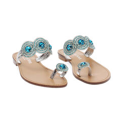 Sandales plates femme argent bleu en laminé, Primadonna, 254916842LMARBL035, 003 preview