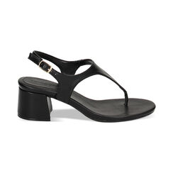 Sandali infradito neri, tacco 5 cm, Ultime occasioni, 234962501EPNERO036, 001 preview