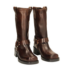 WOMEN SHOES BIKER LEATHER MORO, Primadonna, 227277301PEMORO037, 002a