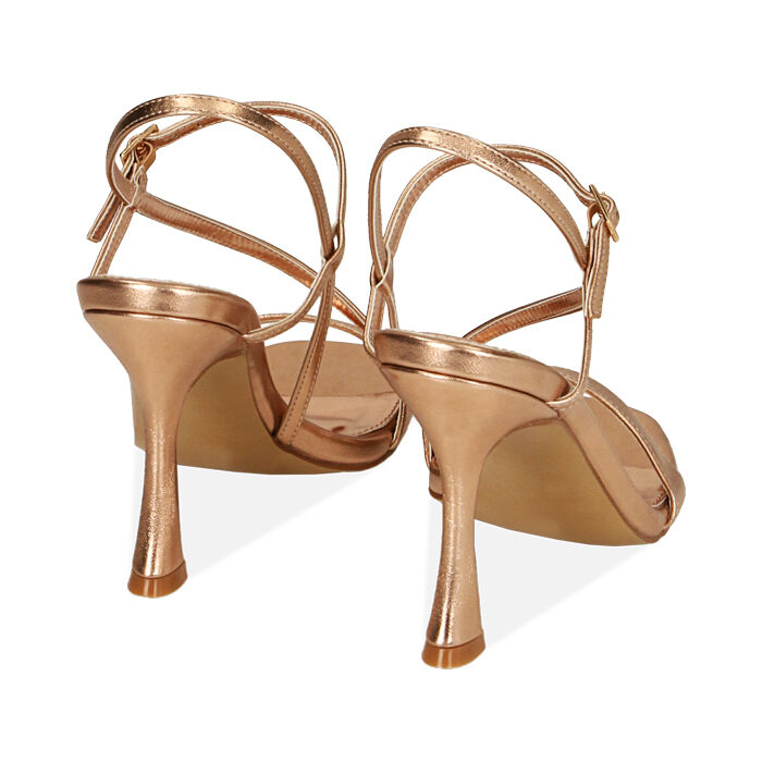 Sandali donna rosa oro laminato, tacco 10 cm | Primadonna Collection