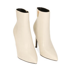 Ankle boots couleur crème, talon 10,5 cm , Soldés, 182113101EPPANN035, 002 preview