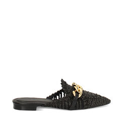 Sabots femme noirs en raphia, Primadonna, 254971501RFNERO035, 001a
