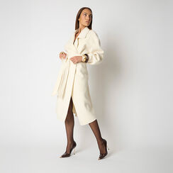 Cappotto panna in tessuto con cintura, Primadonna, 261950802TSPANNM, 002 preview