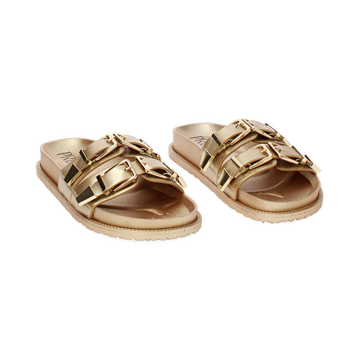 Sandali flat oro con doppia fibbia | Primadonna Collection