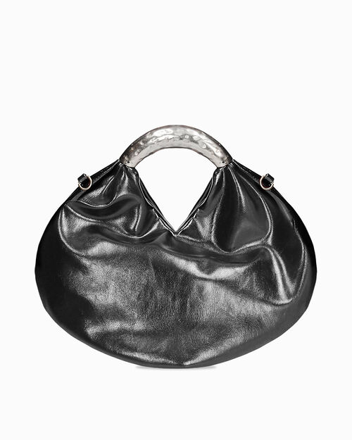 Mini bag negra brillante con correa removible, BLACK