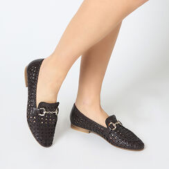 Mocassino testa di moro in pelle intrecciata, Primadonna, 251427020PIMORO036, 002a