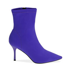 Ankle boots viola in lycra, tacco 8,5 cm , Saldi, 182162809LYVIOL035, 001 preview