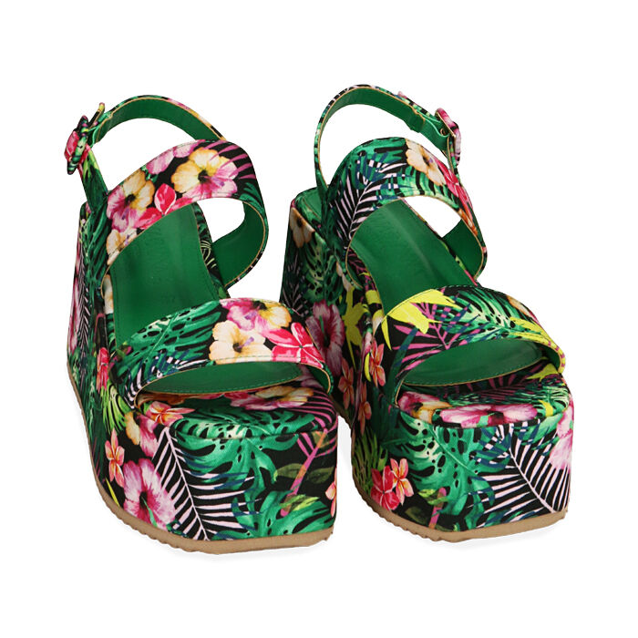 Sandali donna fiorati zeppa 8 cm Primadonna Collection