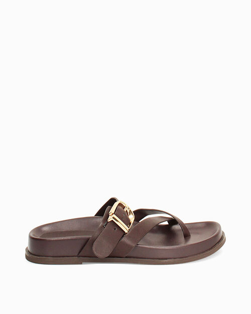Fussbett testa di moro con suola flat, DK BROWN