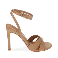 Sandali beige con cinturino, tacco 10,5 cm, 212105603EPBEIG035, 001a