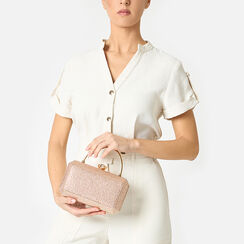 Pochette femme rose doré en laminé avec pierres, Primadonna, 255109981LPRAORUNI, 002a