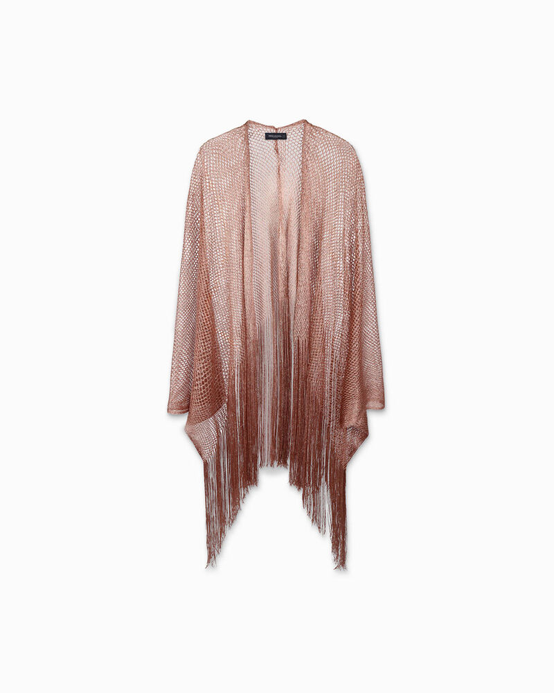 Poncho donna rosa oro in tessuto laminato image number null