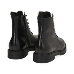 Anfibi neri in pelle di vitello , Stivaletti, 147710802VINERO036, 004 preview