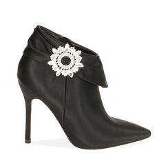 Bottines en satin noir, talon 10,5 cm , Primadonna, 202186104RSNERO036, 001a