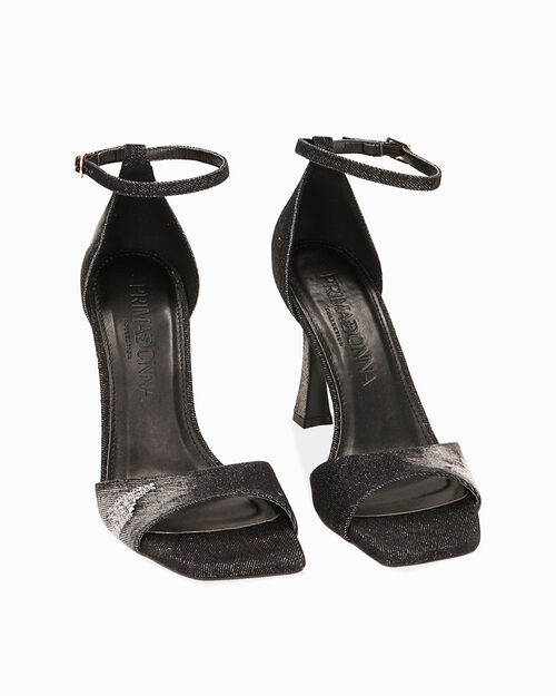CHAUSSURES POUR FEMMES SANDALE TISSU NER, BLACK