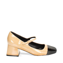 Décolleté camel in naplak, tacco 5,5 cm, Primadonna, 244972101NPCAME037, 001a