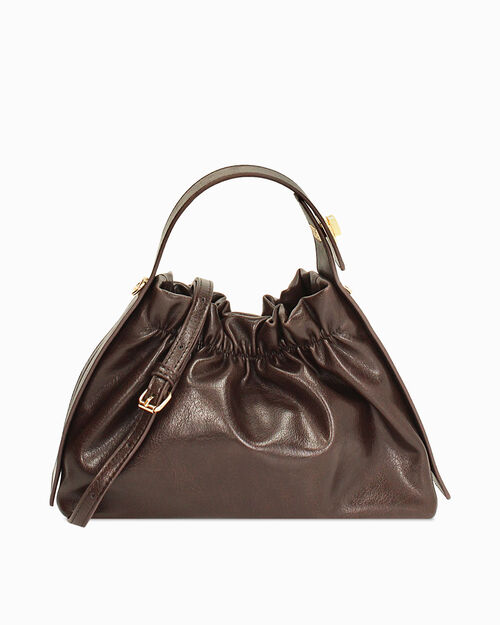 Mini sac marron fonc&eacute; avec d&eacute;tails dor&eacute;s