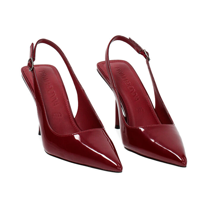 ALAIA HIGH 9 CM SLINGBACK IN CHERRY RED PATENT CALFSKIN AND FILM