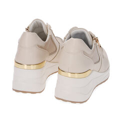 Sneakers beige, zeppa 6 cm, Primadonna, 212850921EPBEIG035, 003 preview