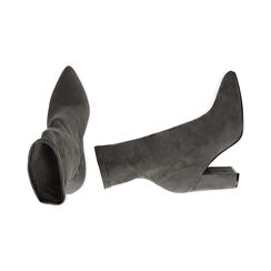 Ankle boots gris en microfibre, talon 9 cm , Soldés, 183026535MFGRIG036, 003 preview