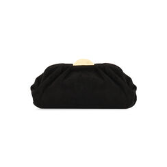 Clutch nera in microfibra con dettagli oro, Primadonna, 265126345MFNEROUNI, 004 preview