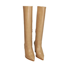 Bottes beiges à bout pointu, talon 9,5 cm , Primadonna, 203003103EPBEIG035, 002a