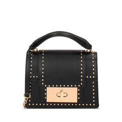 Mini bag nera con borchiette oro, Promozioni, 245125880EPNEROUNI, 001a