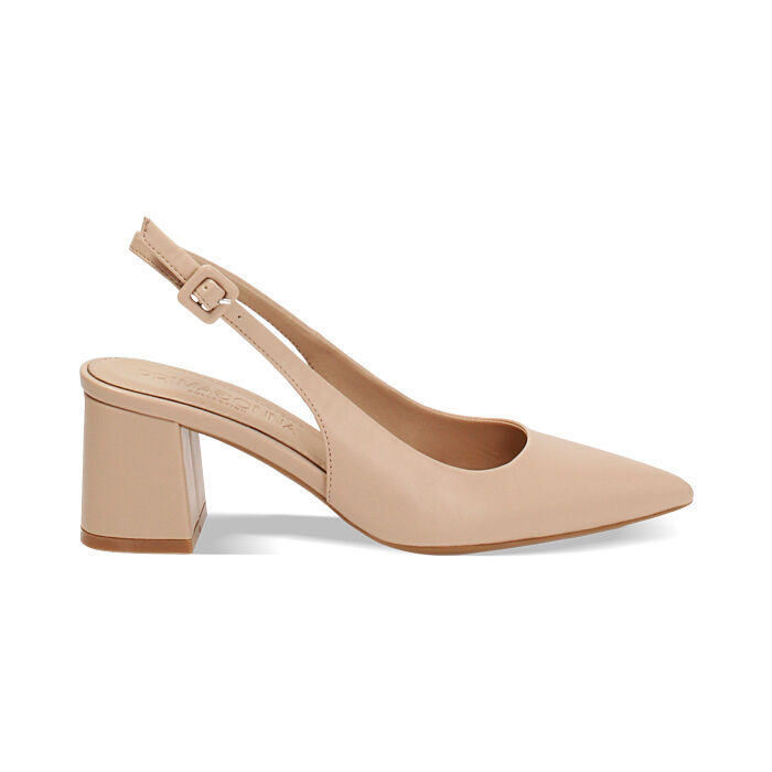 Escarpins slingback beige confortables pour femme, Primadonna, 252121506EPBEIG035