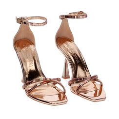 Sandali rosa-oro a specchio con pietre, tacco 9,5 cm, Primadonna, 234912951SRRAOR035, 002a