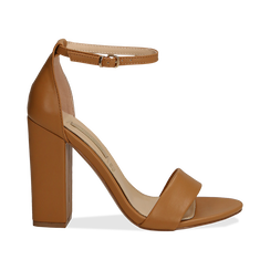 Sandali minimal cuoio in eco-pelle, tacco 10,5 cm ,
