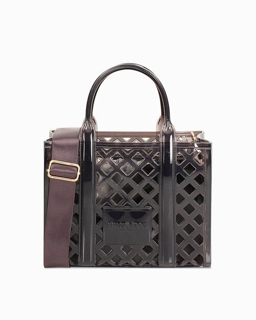 Borsa a mano nera con dettagli chic, BLACK