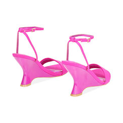 Sandali fucsia in lycra, zeppa 9 cm, Primadonna, 232105404LYFUCS035, 003 preview