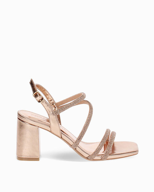 Sandali rosa-oro con tacco 7,5 cm, MULTI COLOR