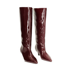 Bottes bordeaux en cuir verni avec talon de 4,3 cm, Primadonna, 264959501NPBORD036, 004 preview