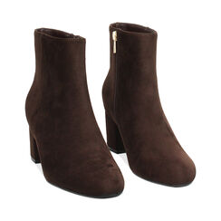 Tronchetti in microfibra testa di moro con tacco 6,5 cm, Scarpe, 264918701MFMORO037, 002 preview