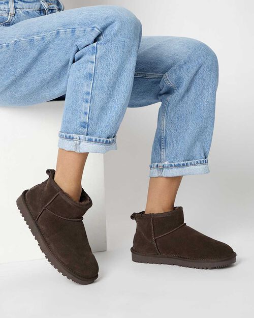 Bottines d'hiver brun fonc&eacute; en daim, DK BROWN