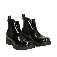 Chelsea boots neri in vernice, Stivaletti, 140608573VENERO036, 002a