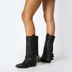 Botines negros en piel auténtica con tacón elegante, Primadonna, 261020629PANERO036, 002 preview