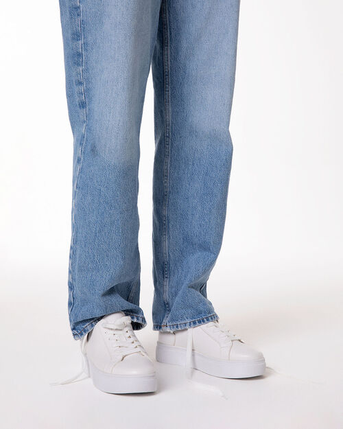 Sneakers bianche con tacco 3,5 cm, WHITE