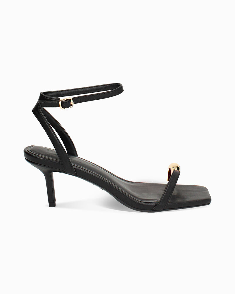 Sandalo donna nero con braccialetto, tacco 6 cm image number null