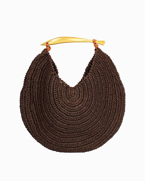 Borsa circolare in rafia moro, DK BROWN