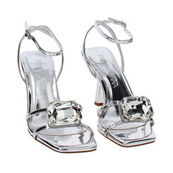 Sandali argento a specchio, tacco 8,5 cm, 232141707SPARGE037, 002a