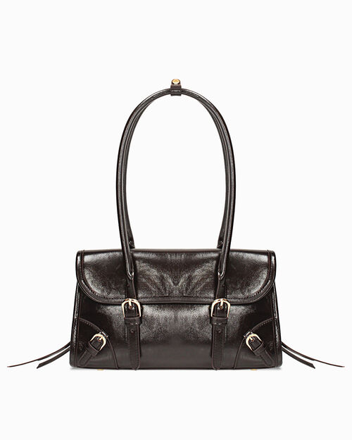 Borsa a spalla testa di moro elegante, DK BROWN