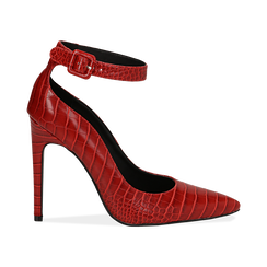 Décolleté rosse in eco-pelle effetto coccodrillo, tacco 11 cm ,
