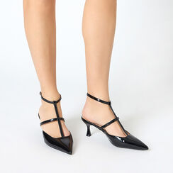 D&eacute;collet&eacute; slingback donna nere con braccialetto, tacco 6 cm, Primadonna, 252118205VENERO035, 002 preview